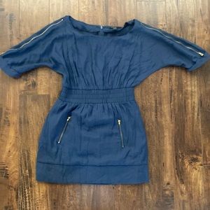 Forever 21 Navy Blue Short Dress with Gold Zipper details